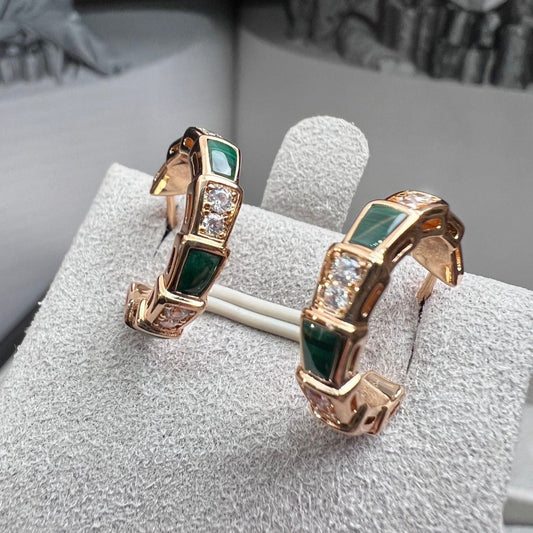 [ELAN LUXE]SERPENTI MALACHITE PINK GOLD EARRINGS