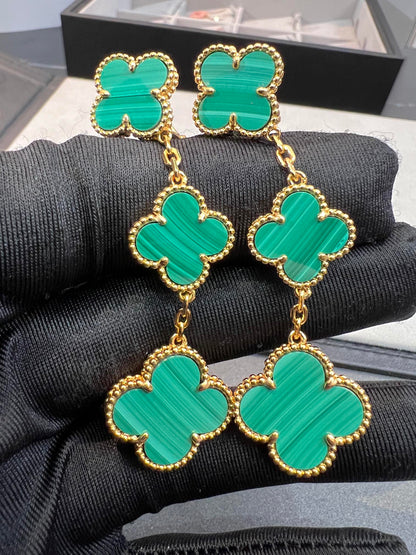 [ELAN LUXE]CLOVER MALACHITE 3 MOTIFS GOLD