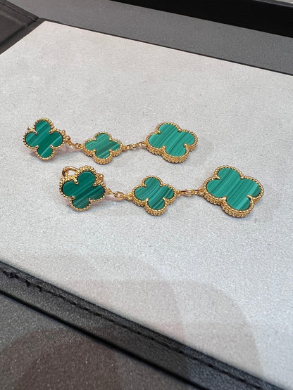 [ELAN LUXE]CLOVER MALACHITE 3 MOTIFS GOLD