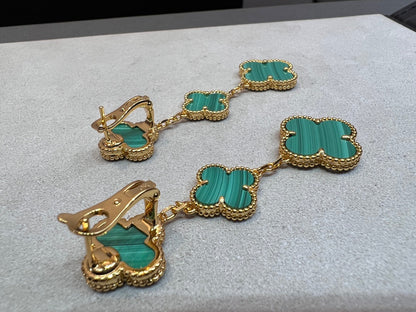 [ELAN LUXE]CLOVER MALACHITE 3 MOTIFS GOLD