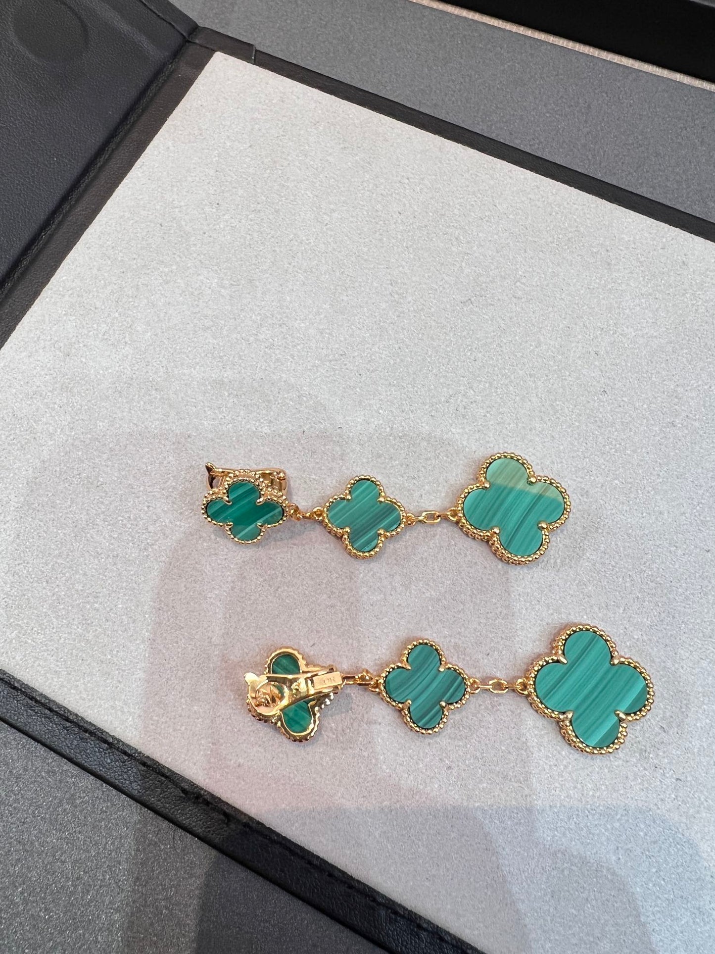 [ELAN LUXE]CLOVER MALACHITE 3 MOTIFS GOLD