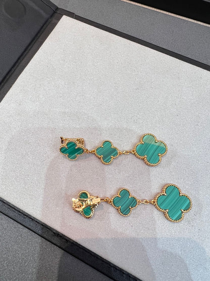[ELAN LUXE]CLOVER MALACHITE 3 MOTIFS GOLD