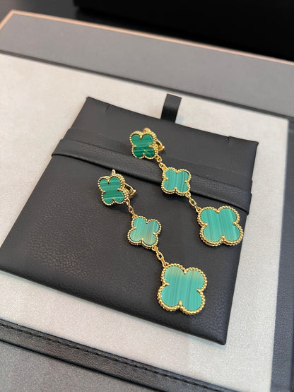 [ELAN LUXE]CLOVER MALACHITE 3 MOTIFS GOLD