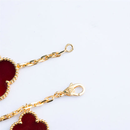 [ELAN LUXE]CLOVER BRACELET 5 MOTIFS CARNELIAN TIGER EYE