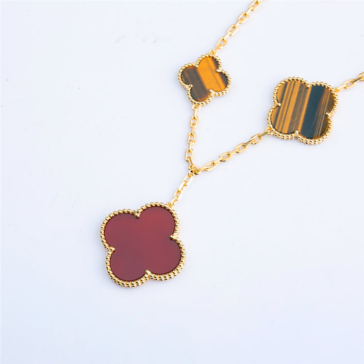 [ELAN LUXE]CLOVER BRACELET 5 MOTIFS CARNELIAN TIGER EYE