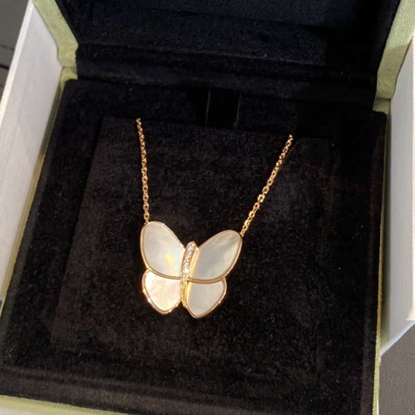 [ELAN LUXE]BUTTERFLY GOLD MOP DIAMOND NECKLACE