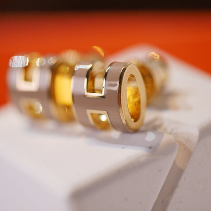 [ELAN LUXE]MINI POP H GOLD EARRINGS GREY