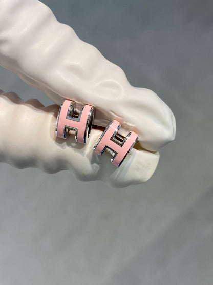 [ELAN LUXE]MINI POP H SILVER EARRINGS PINK