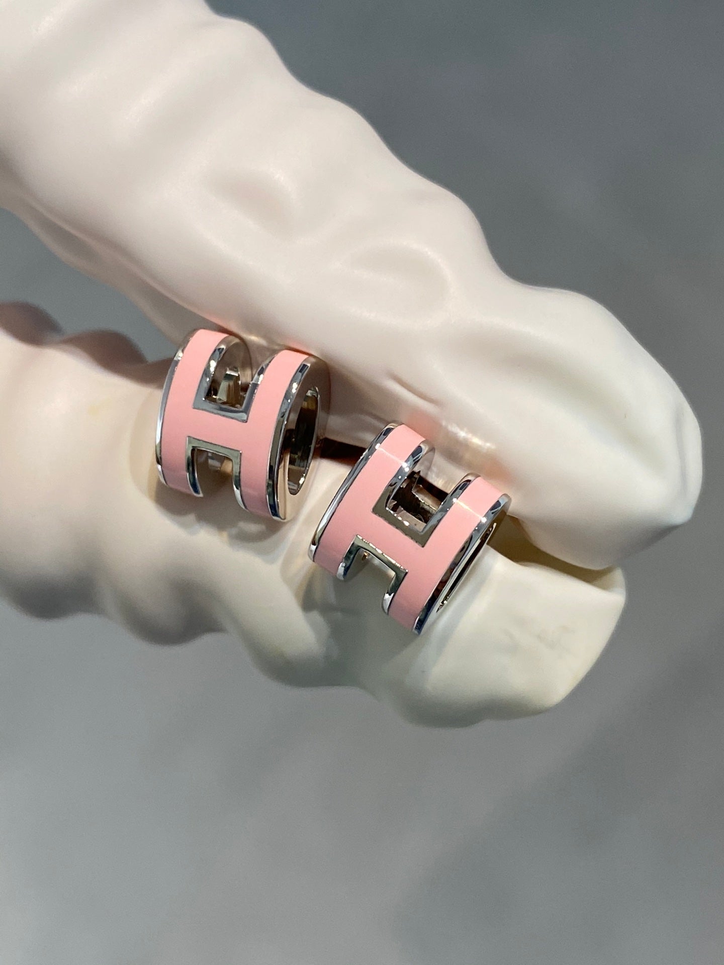[ELAN LUXE]MINI POP H SILVER EARRINGS PINK