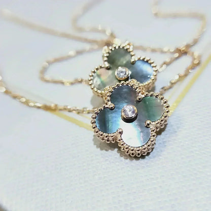 [ELAN LUXE]CLOVER 15MM DIAMOND AND MOTHER-OF-GREY NECKLACE