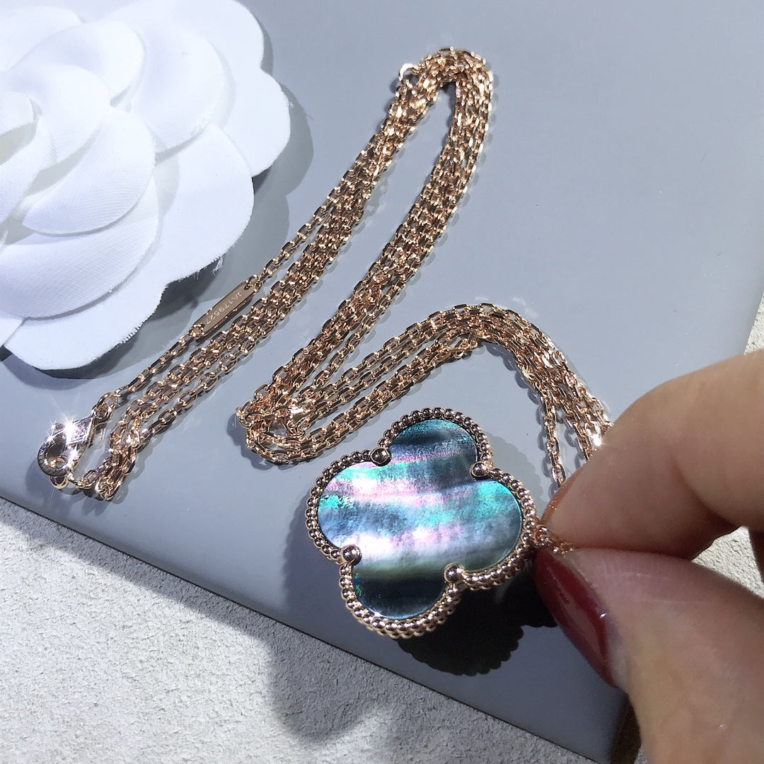 [ELAN LUXE]CLOVER 25MM GOLD DARK MOP BIG CLOVER NECKLACE
