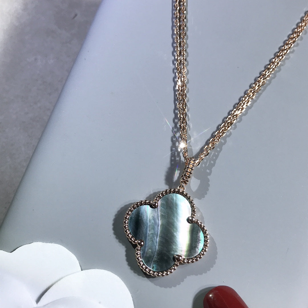 [ELAN LUXE]CLOVER 25MM GOLD DARK MOP BIG CLOVER NECKLACE