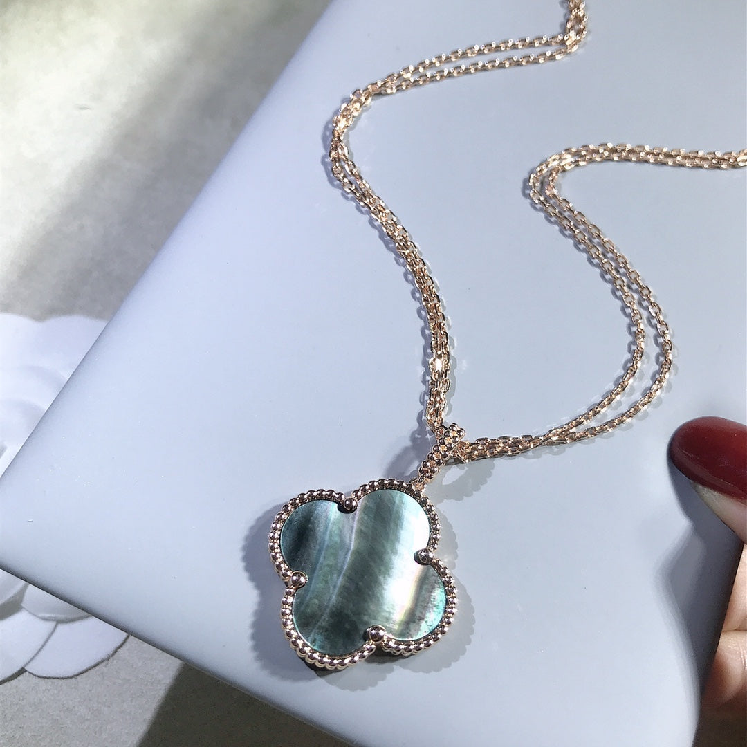 [ELAN LUXE]CLOVER 25MM GOLD DARK MOP BIG CLOVER NECKLACE