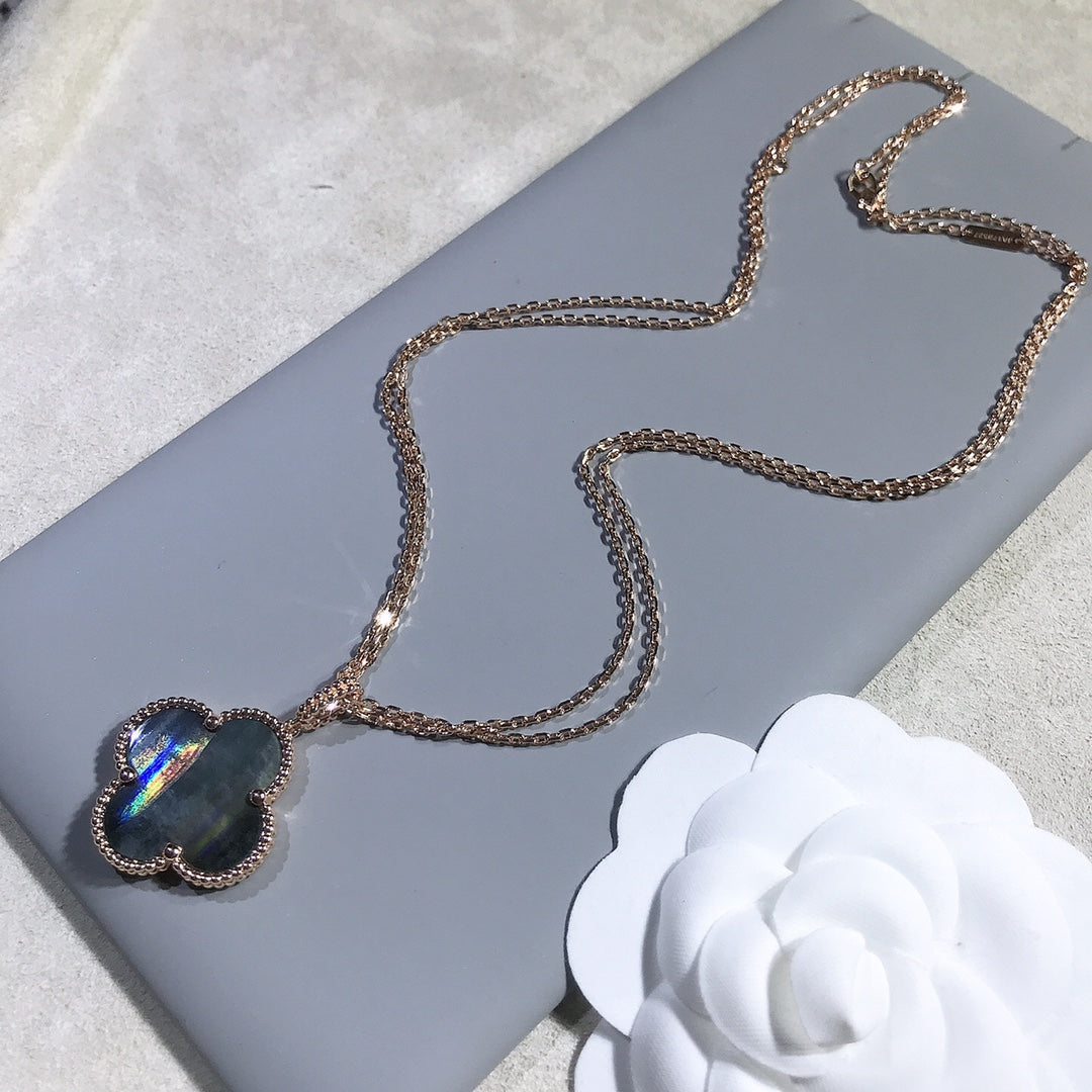 [ELAN LUXE]CLOVER 25MM GOLD DARK MOP BIG CLOVER NECKLACE
