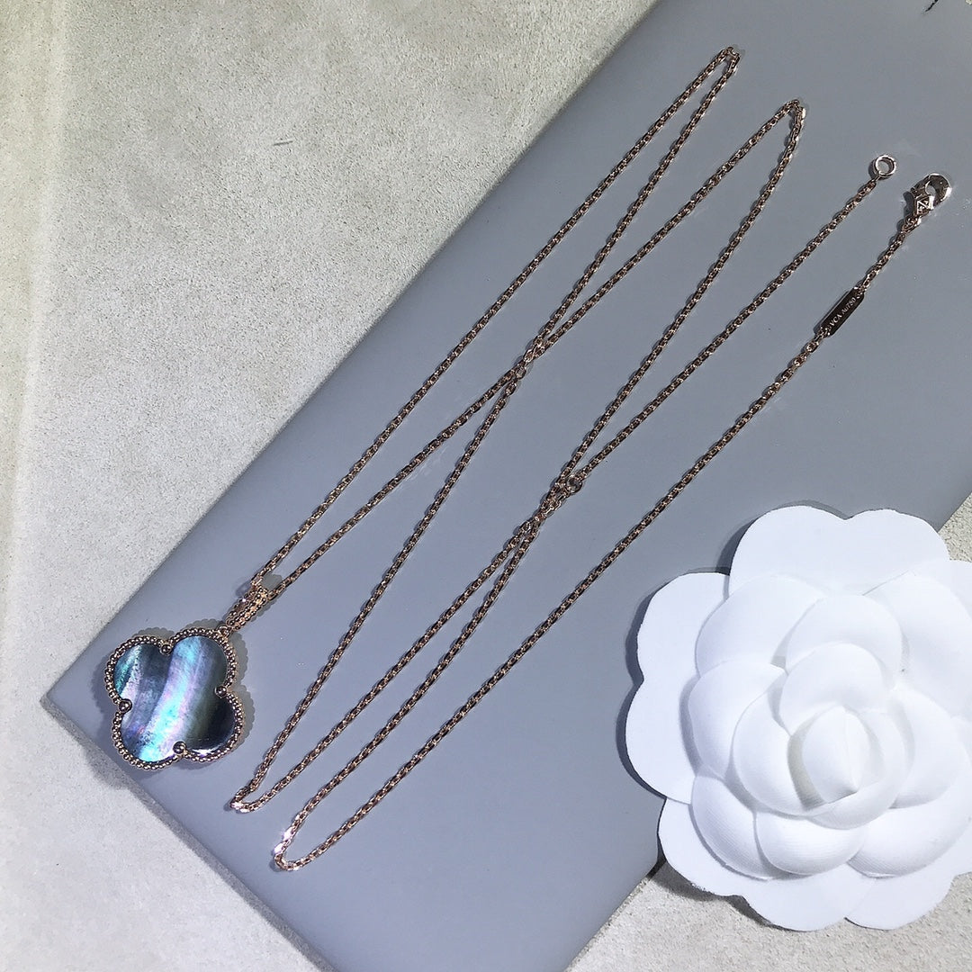 [ELAN LUXE]CLOVER 25MM GOLD DARK MOP BIG CLOVER NECKLACE