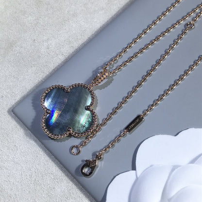 [ELAN LUXE]CLOVER 25MM GOLD DARK MOP BIG CLOVER NECKLACE