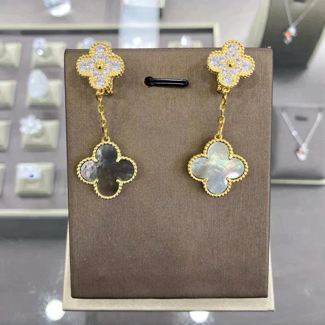 [ELAN LUXE]CLOVER  2 MOTIFS  DIAMOND  EARRINGS (MULTIPLE CHOICESç´