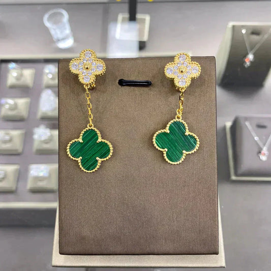 [ELAN LUXE]CLOVER  2 MOTIFS  DIAMOND  EARRINGS (MULTIPLE CHOICESç´