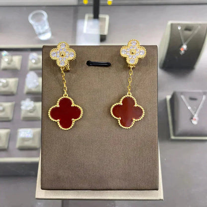 [ELAN LUXE]CLOVER  2 MOTIFS  DIAMOND  EARRINGS (MULTIPLE CHOICESç´