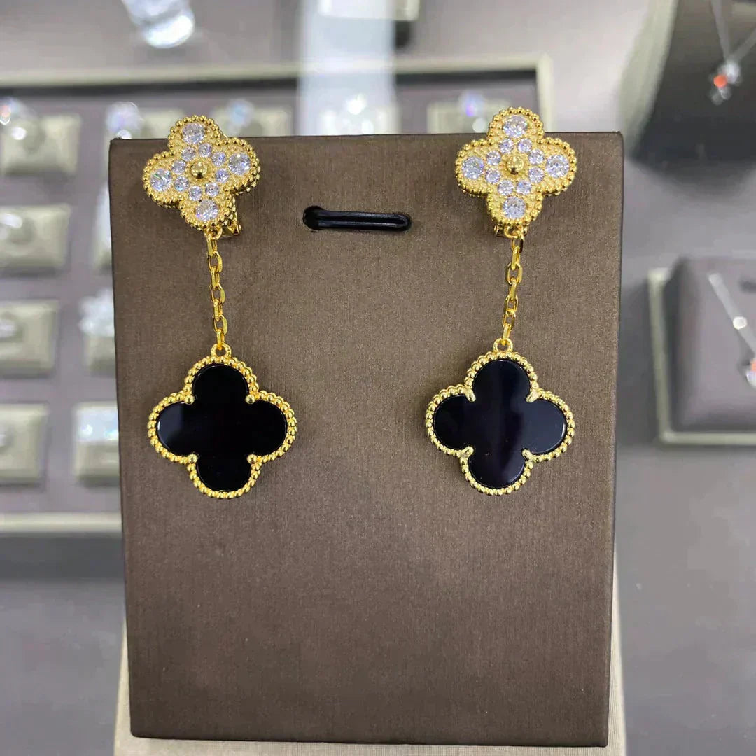 [ELAN LUXE]CLOVER  2 MOTIFS  DIAMOND  EARRINGS (MULTIPLE CHOICESç´