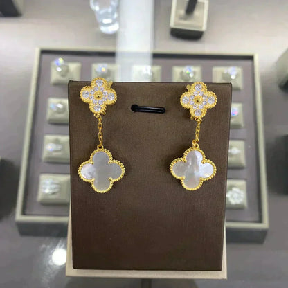 [ELAN LUXE]CLOVER  2 MOTIFS  DIAMOND  EARRINGS (MULTIPLE CHOICESç´