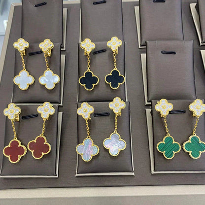[ELAN LUXE]CLOVER  2 MOTIFS  DIAMOND  EARRINGS (MULTIPLE CHOICESç´