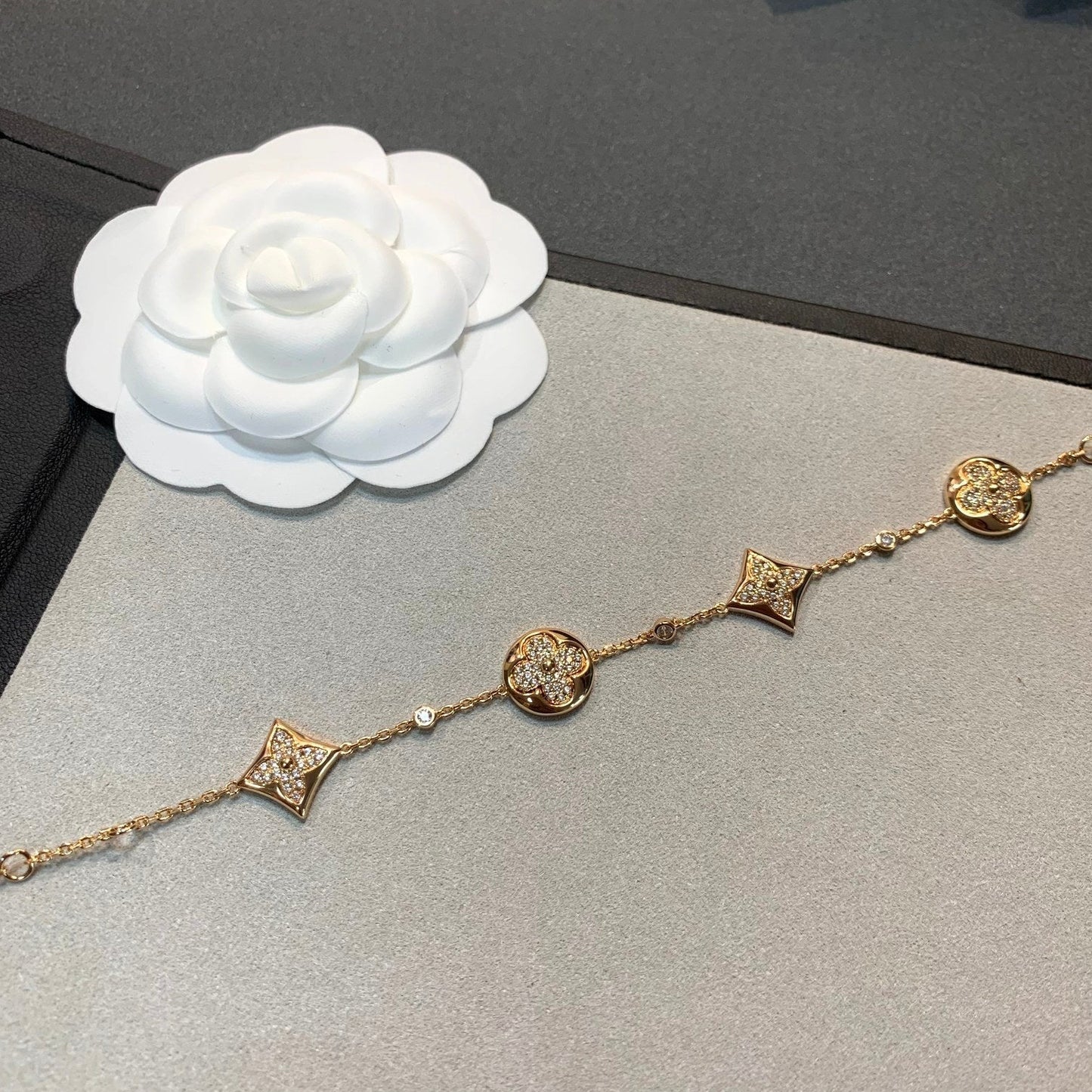 [ELAN LUXE]STAR AND SUN 4 MOTIFS GOLD DIAMONDS BRACELET