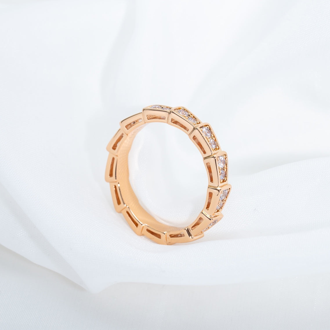 [ELAN LUXE]SERPENTI RING PINK GOLD DIAMOND PAVED 3MM