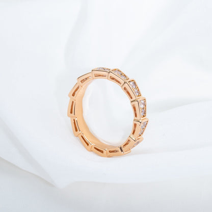 [ELAN LUXE]SERPENTI RING PINK GOLD DIAMOND PAVED 3MM