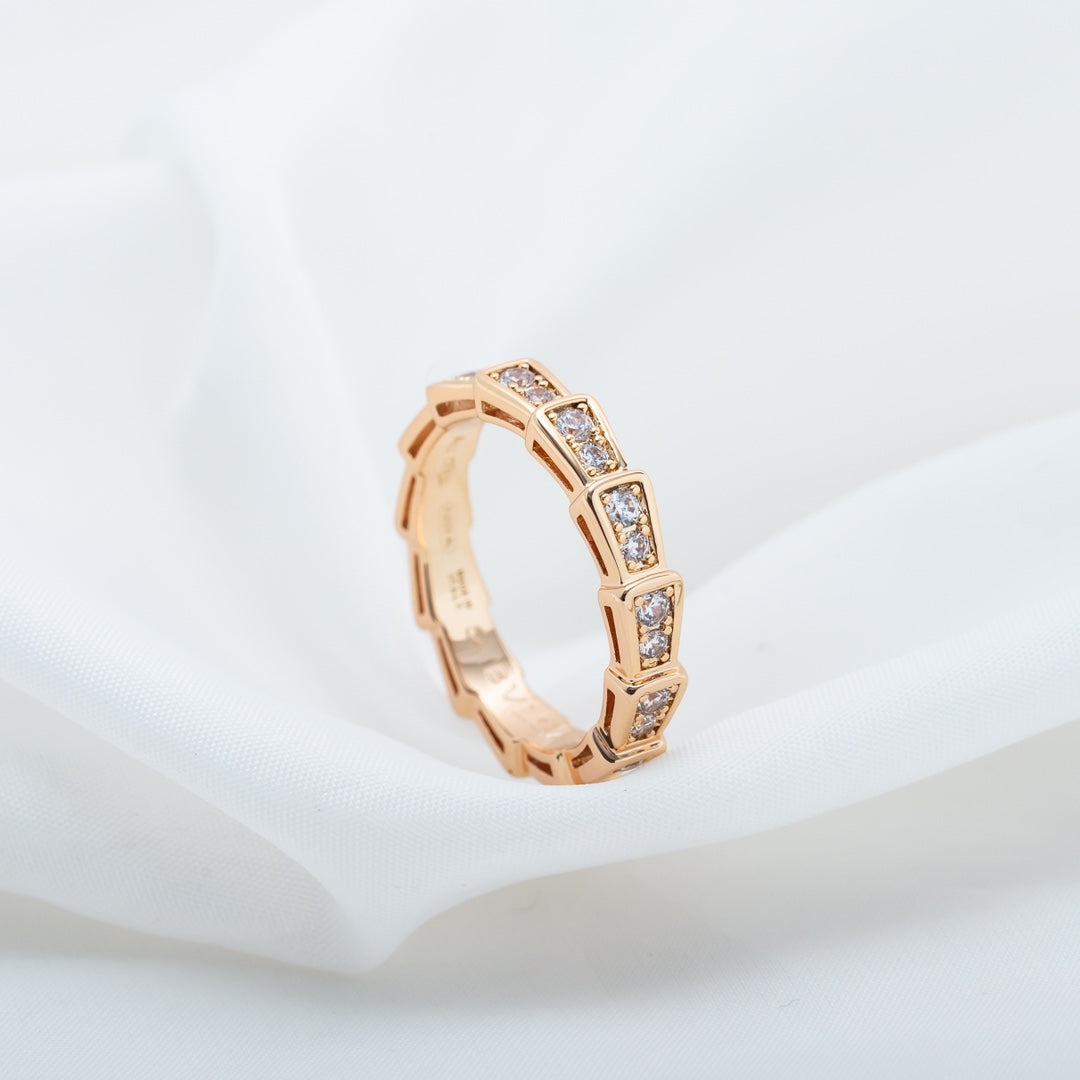 [ELAN LUXE]SERPENTI RING PINK GOLD DIAMOND PAVED 3MM