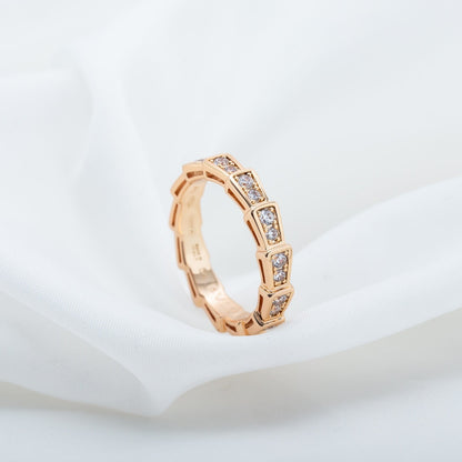 [ELAN LUXE]SERPENTI RING PINK GOLD DIAMOND PAVED 3MM
