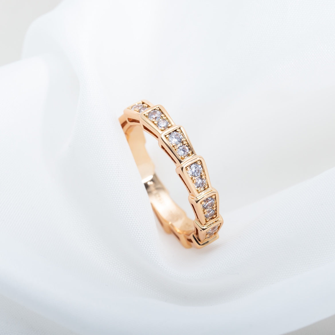 [ELAN LUXE]SERPENTI RING PINK GOLD DIAMOND PAVED 3MM
