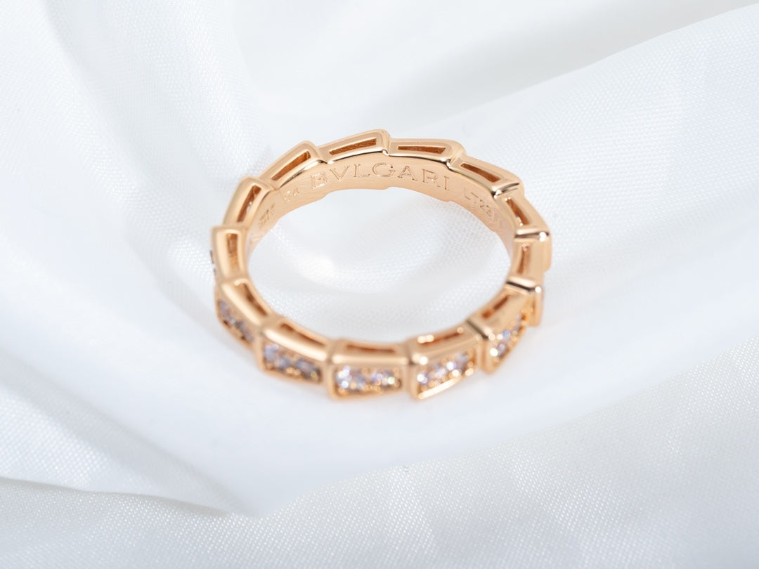 [ELAN LUXE]SERPENTI RING PINK GOLD DIAMOND PAVED 3MM