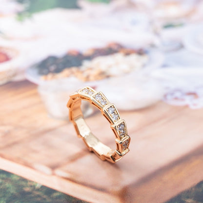 [ELAN LUXE]SERPENTI RING PINK GOLD DIAMOND PAVED 3MM
