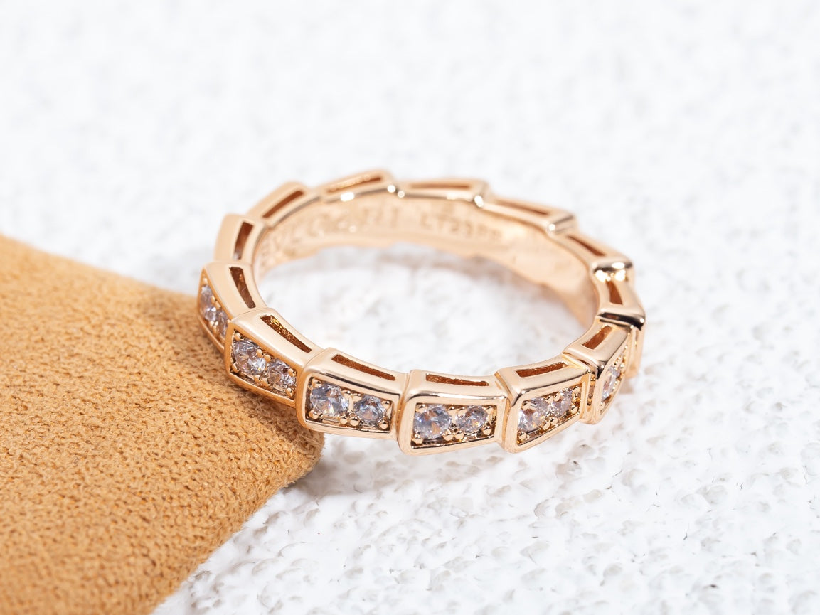 [ELAN LUXE]SERPENTI RING PINK GOLD DIAMOND PAVED 3MM