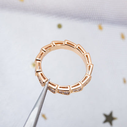 [ELAN LUXE]SERPENTI RING PINK GOLD DIAMOND PAVED 3MM