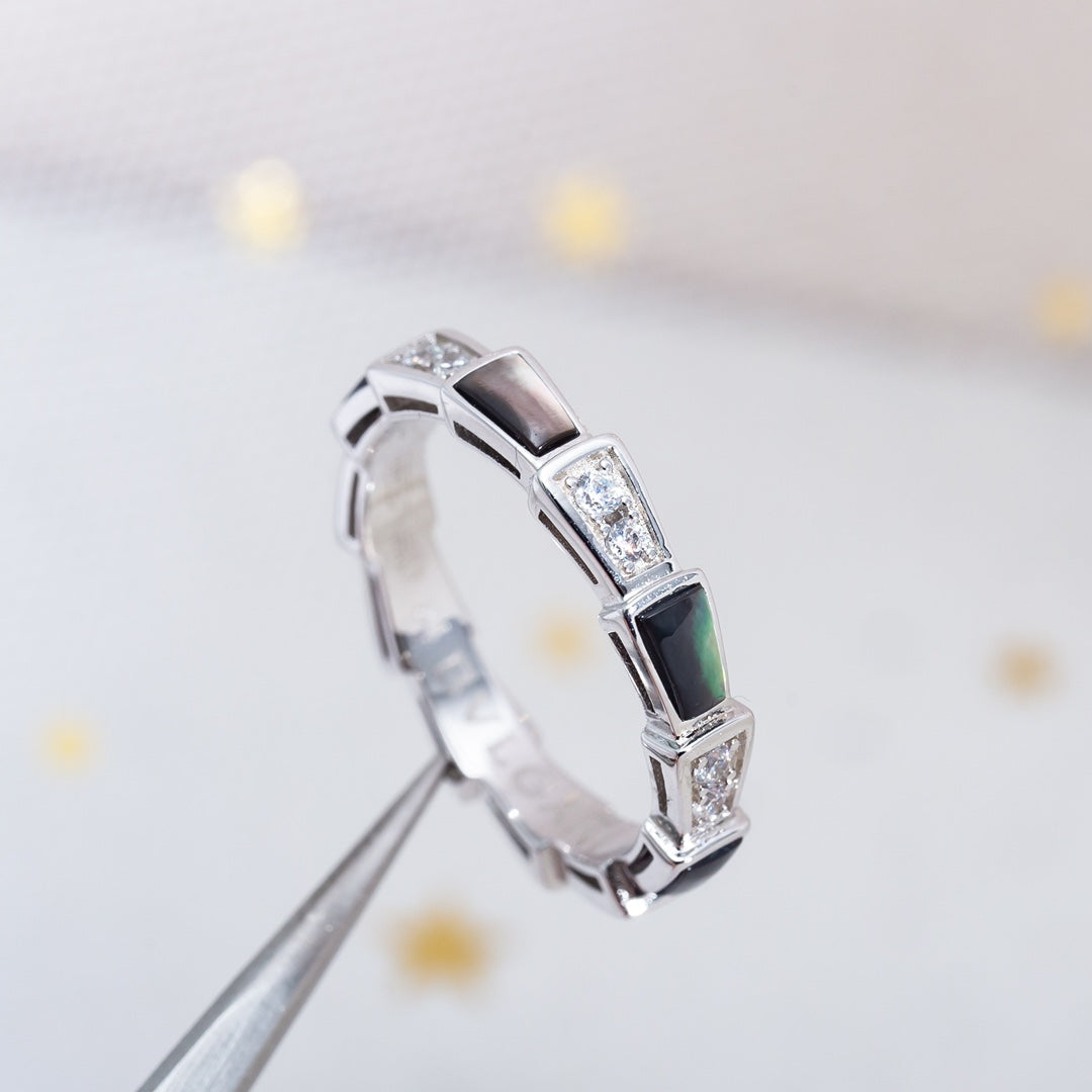 [ELAN LUXE]SERPENTI RING SILVER  DIAMOND BLACK MOP 3MM