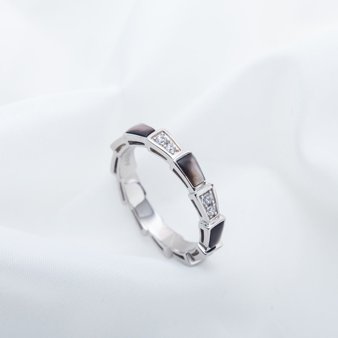 [ELAN LUXE]SERPENTI RING SILVER  DIAMOND BLACK MOP 3MM