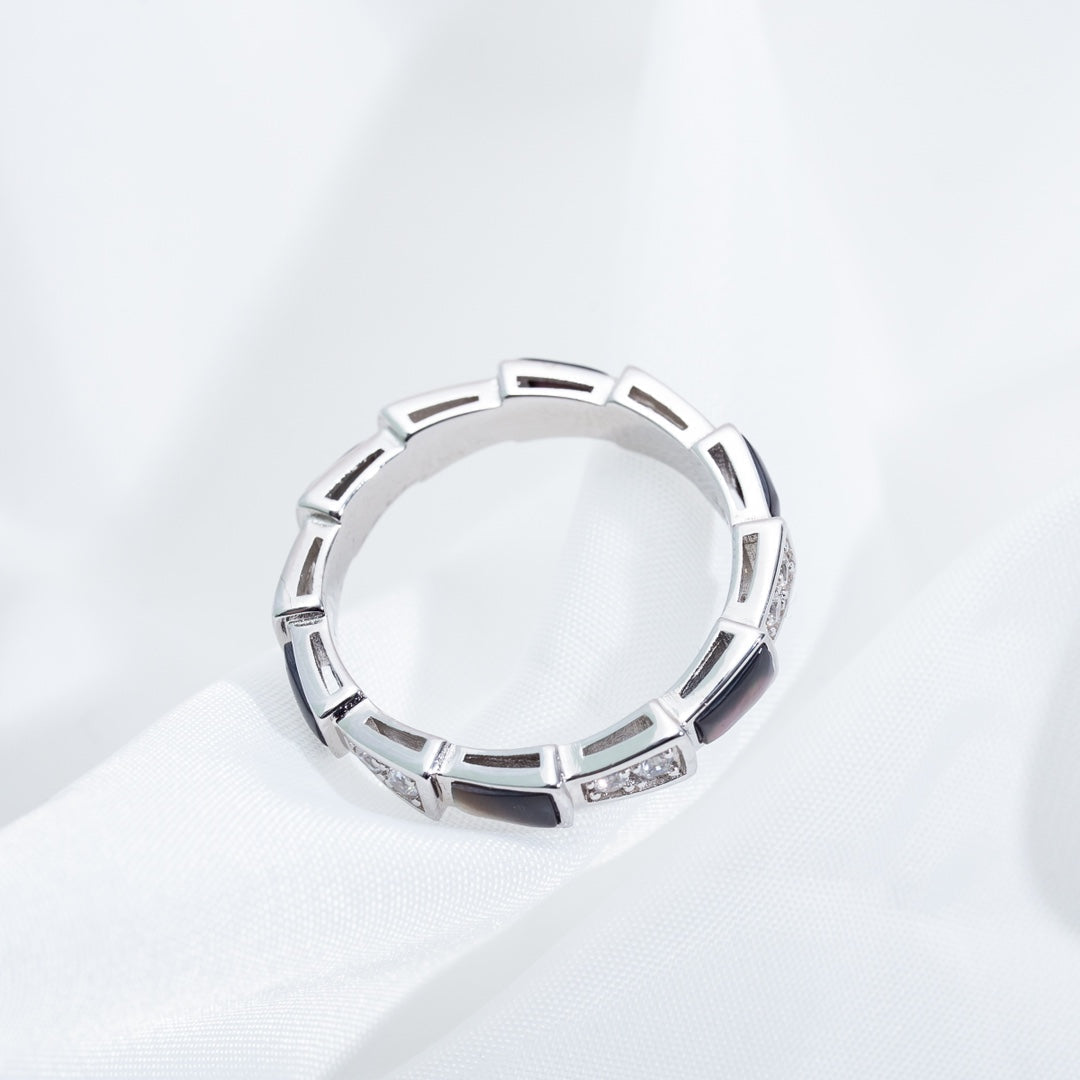 [ELAN LUXE]SERPENTI RING SILVER  DIAMOND BLACK MOP 3MM