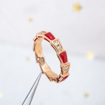 [ELAN LUXE]SERPENTI RING PINK GOLD CARNELIAN DIAMOND 3MM
