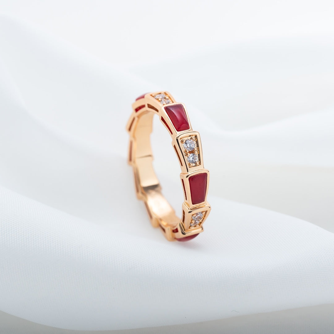 [ELAN LUXE]SERPENTI RING PINK GOLD CARNELIAN DIAMOND 3MM
