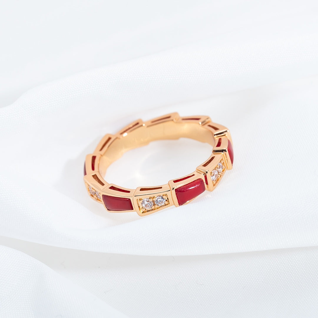 [ELAN LUXE]SERPENTI RING PINK GOLD CARNELIAN DIAMOND 3MM