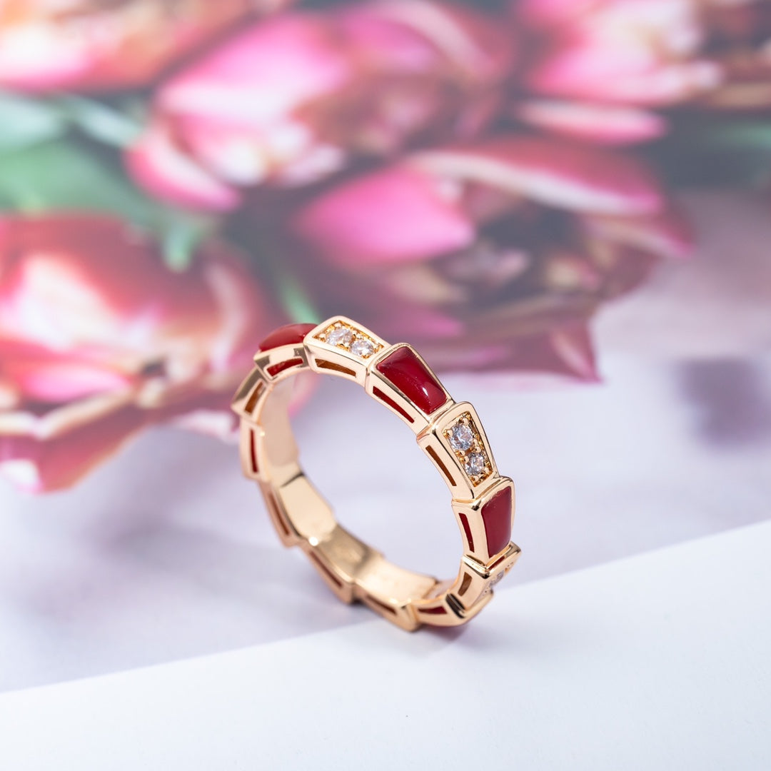 [ELAN LUXE]SERPENTI RING PINK GOLD CARNELIAN DIAMOND 3MM