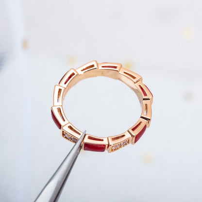 [ELAN LUXE]SERPENTI RING PINK GOLD CARNELIAN DIAMOND 3MM
