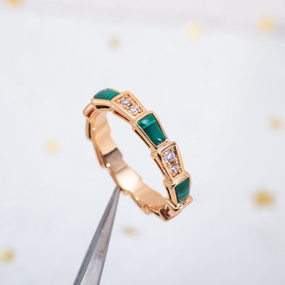 [ELAN LUXE]SERPENTI RING PINK GOLD MALACHITE DIAMOND 3MM
