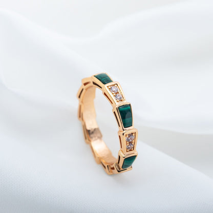 [ELAN LUXE]SERPENTI RING PINK GOLD MALACHITE DIAMOND 3MM