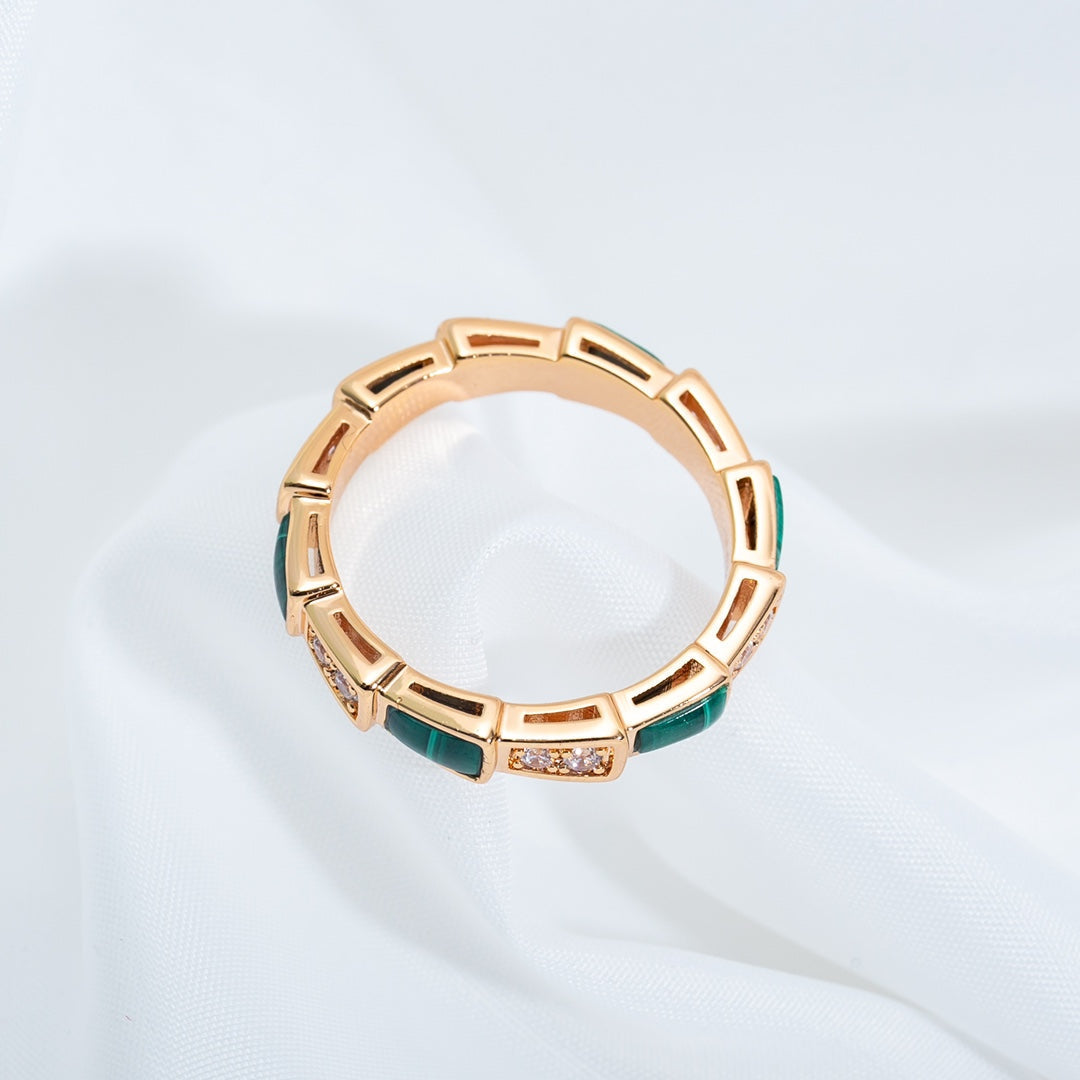 [ELAN LUXE]SERPENTI RING PINK GOLD MALACHITE DIAMOND 3MM