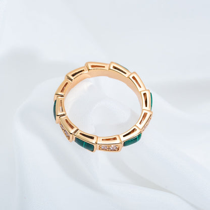 [ELAN LUXE]SERPENTI RING PINK GOLD MALACHITE DIAMOND 3MM