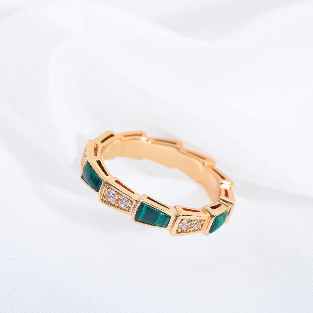 [ELAN LUXE]SERPENTI RING PINK GOLD MALACHITE DIAMOND 3MM