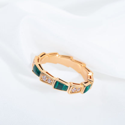 [ELAN LUXE]SERPENTI RING PINK GOLD MALACHITE DIAMOND 3MM
